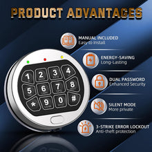 Load image into Gallery viewer, Electronic Safe Lock Replacement Chrome Keypad Fit Home, Pistol, Hotel Safes, Vault Doors and More