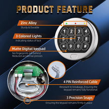 Load image into Gallery viewer, Electronic Safe Lock Replacement Chrome Keypad Fit Home, Pistol, Hotel Safes, Vault Doors and More
