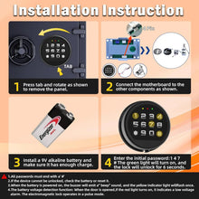Load image into Gallery viewer, Gun Safe Lock Replacement with Solenoid, Safe Box Lock with 2 Override Keys Black Keypad Replacement for Safe Box, Rifle Safe

