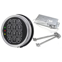 Load image into Gallery viewer, Gun Safe lock Replacement Chrome Keypad with Solenoid Lock &amp; 2 Override Keys
