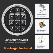 Load image into Gallery viewer, Gun Safe lock Replacement Chrome Keypad with Solenoid Lock &amp; 2 Override Keys
